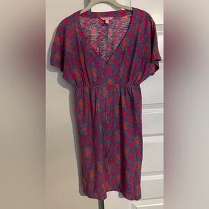 Lilly Pulitzer Vibrant Pink and Blue Midi Dress